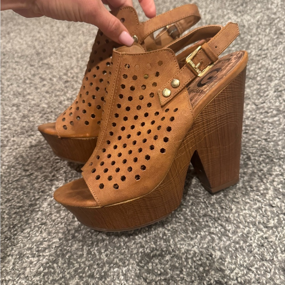 G by Guess Tan Wedge Sandals